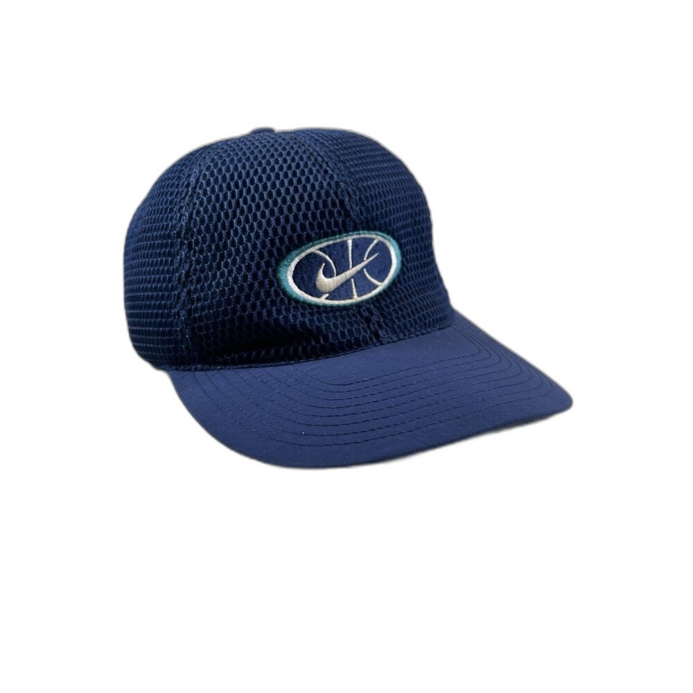 Vintage Nike Basketball Mesh Hat 90's Swoosh Check Logo Cap SnapBack